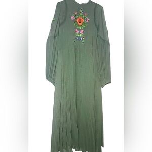 ASOS Curve Green Maxi Dress with Floral Embroidery size 16